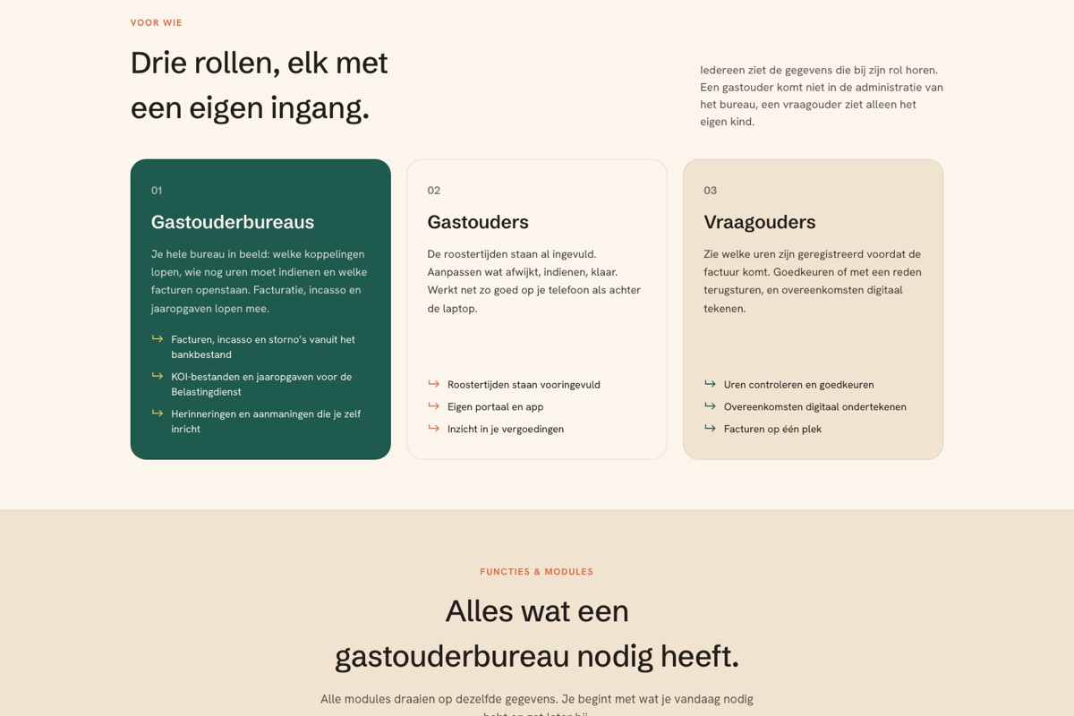 Tamina: drie rollen met elk een eigen ingang